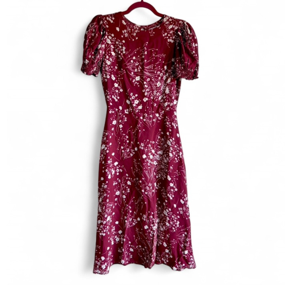 Reformation Red and White Floral Short Sleeve Midi Dress Size 2